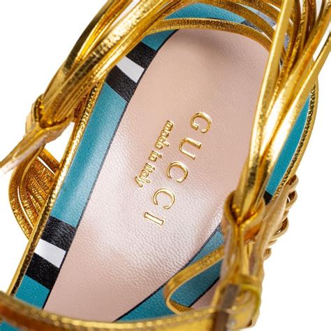 gucci allie knotted sandals gold